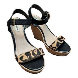 Steve Madden Wedges Women's 8B Black Light Brown Leopard Print Formal Wear